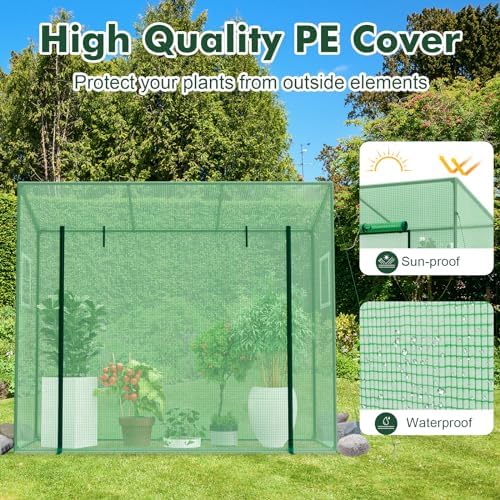 Happygrill Mini Greenhouse, Portable Walk-in Greenhouse with PE Cover