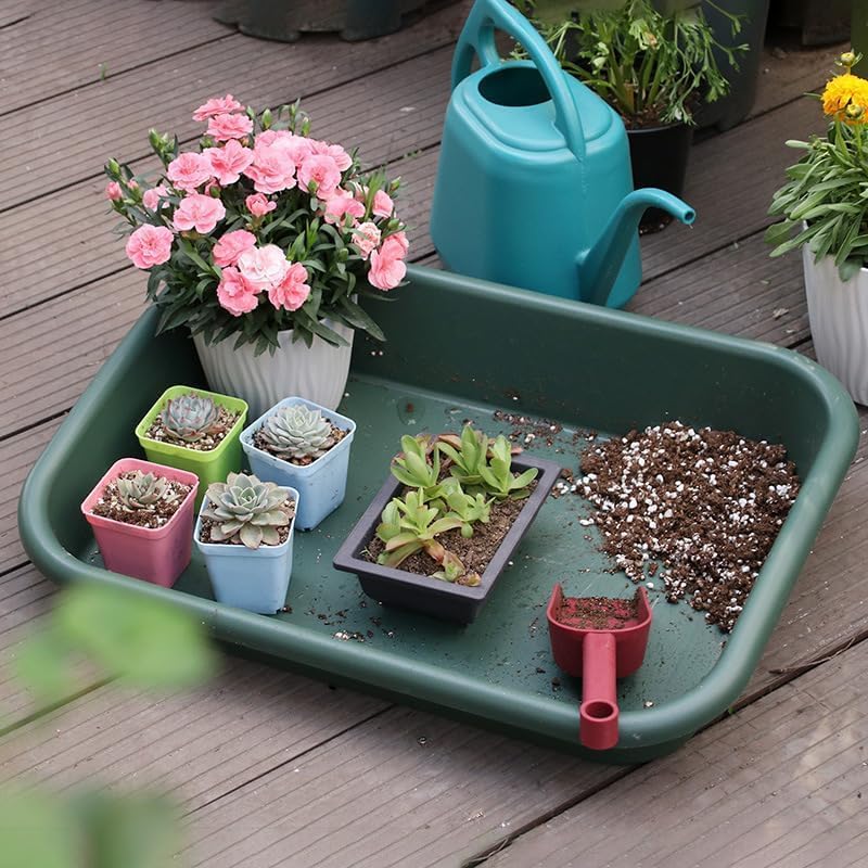 Garden Tidy Tray, Multifunctional One Piece Potting Tray for Seeding, Mixing, Growing and Storage, Succulent and Cactus Soil Potting Mix 23"x16.4"x4.3" (Black)