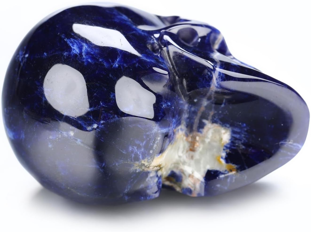 Skullis 2.0" Sodalite Crystal Skull, Hand Carved Gemstone Fine Art Sculpture, Reiki Healing Stone Statue.1483