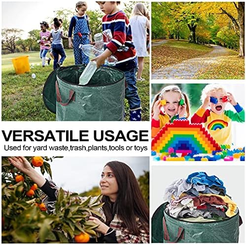 2 Pack 32 Gallons Reusable Yard Waste Bags with Lid Lawn Leaf Bags
