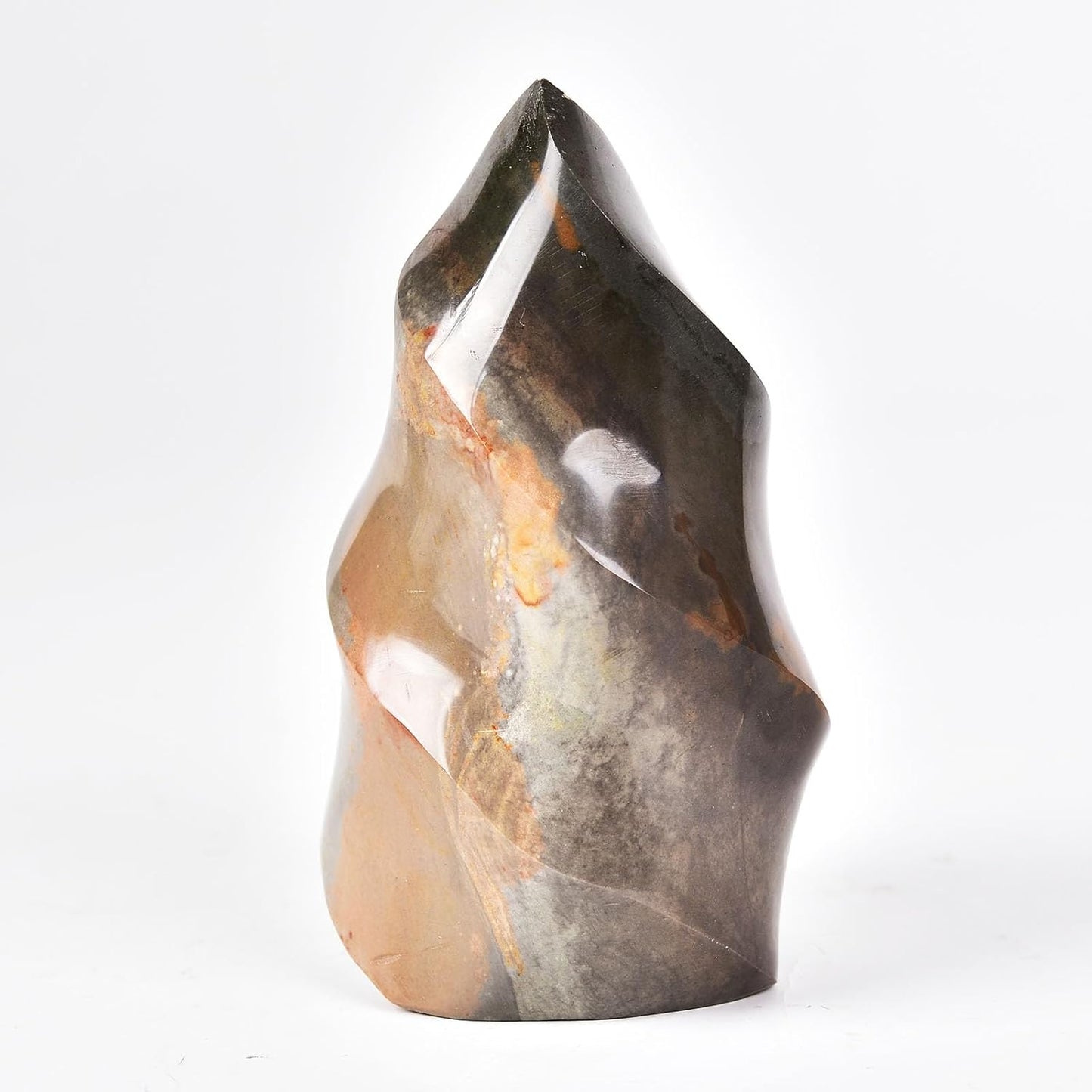 AMOYSTONE Polychrome Jasper Flame Shaped Stone Towers Obelisk Natural Healing Crystal Quartz Reiki Energy Decoration Home Office 1.0-1.5LBS