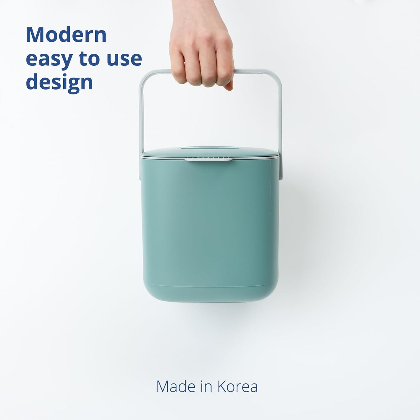 Blue Ginkgo Kitchen Compost Bin [2.6L / 0.69 GAL] – Filter-Free, Odor-Tight Countertop Food Waste Pail with Handle (Made in Korea, Green)