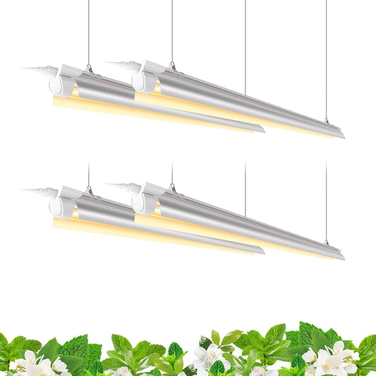 Barrina Full Spectrum LED Grow Light, 168W(4 x 42W), Grow Light Strips for Indoor Plant, 4FT Plant Grow Light, T8 Growing Lamp Fixture, Yellow, 4-Pack