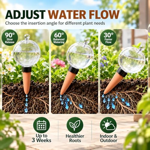 6 Pack 26 oz Extra Large Plant Self Watering Globes to 3 Weeks Watering