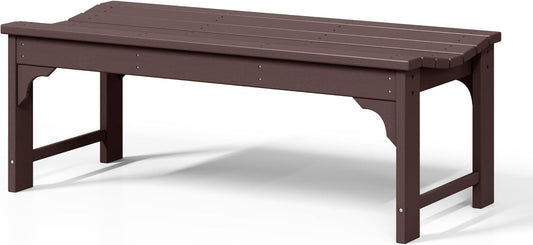 WestinTrends Malibu Outdoor Bench, All Weather Resistant Poly Lumber Backless Patio Garden Bench, Adirondack Curved Bench Seat for Comfort, Dark Brown