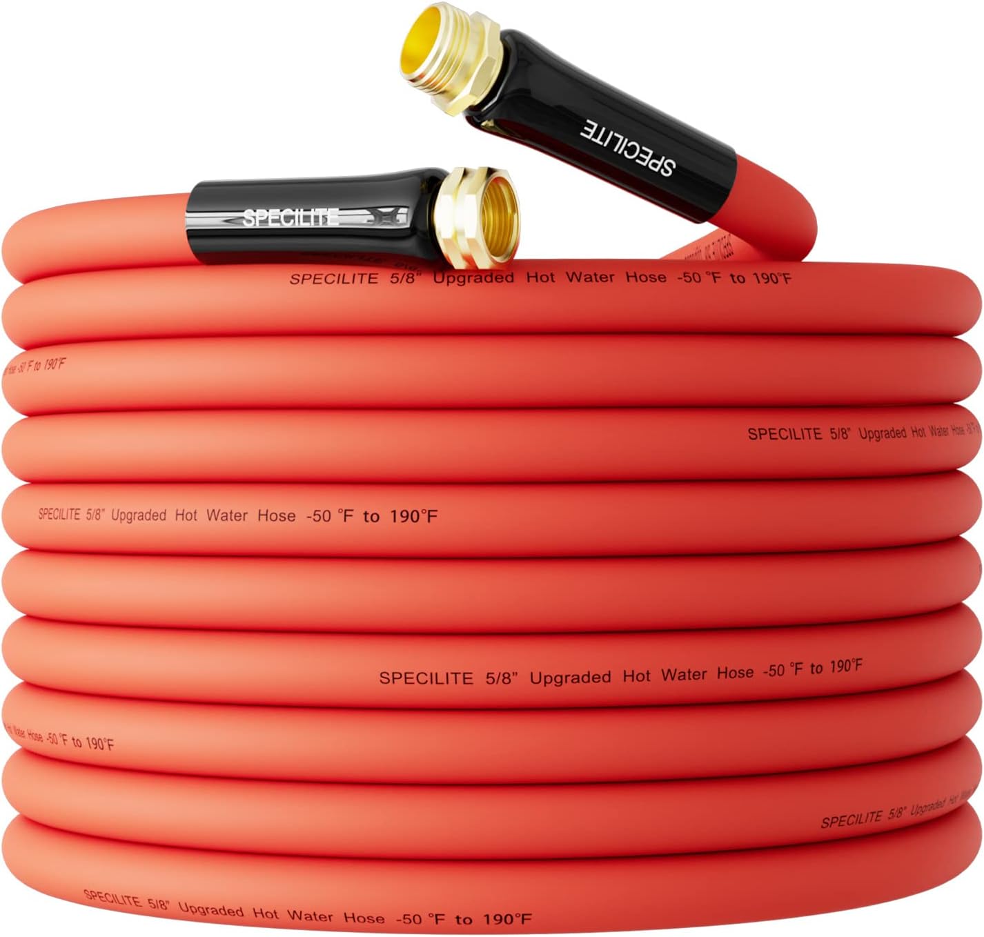5/8" Hot/Cold Garden Water Hose 75 ft, -50℉-190℉,Flexible & Lightweight With 3/4" Brass Fittings for Yard, Outdoor, Farm, Red