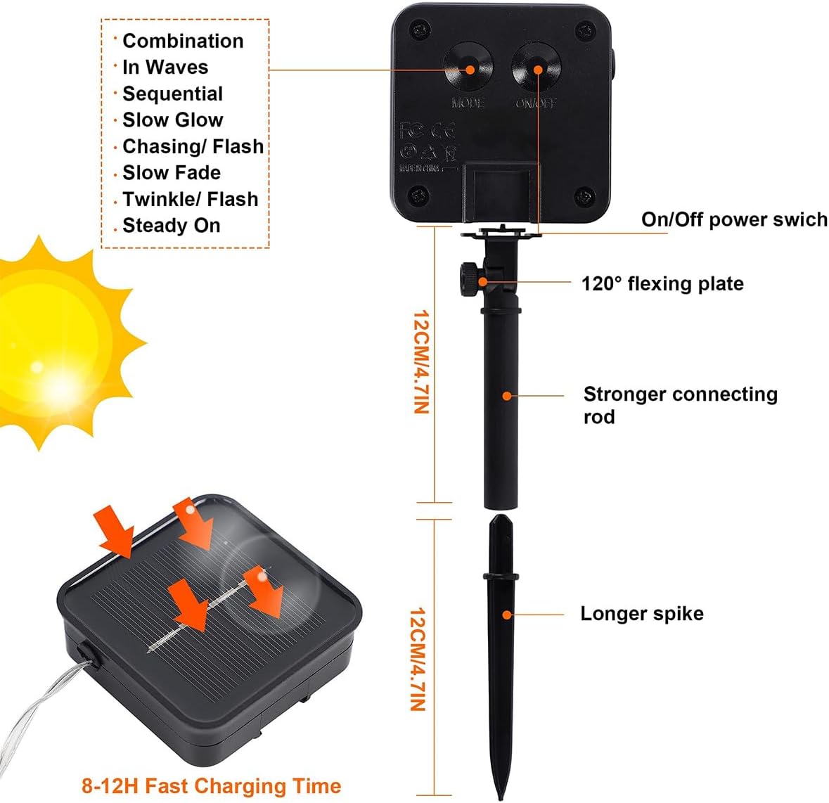 Twinkle Star 2 Pack Outdoor Solar String Lights, Total 80 FT 240 LED Solar Fairy Lights Outside Waterproof 8 Modes, Christmas Tree Light for Patio Garden Party Backyard Wedding Decor Blue