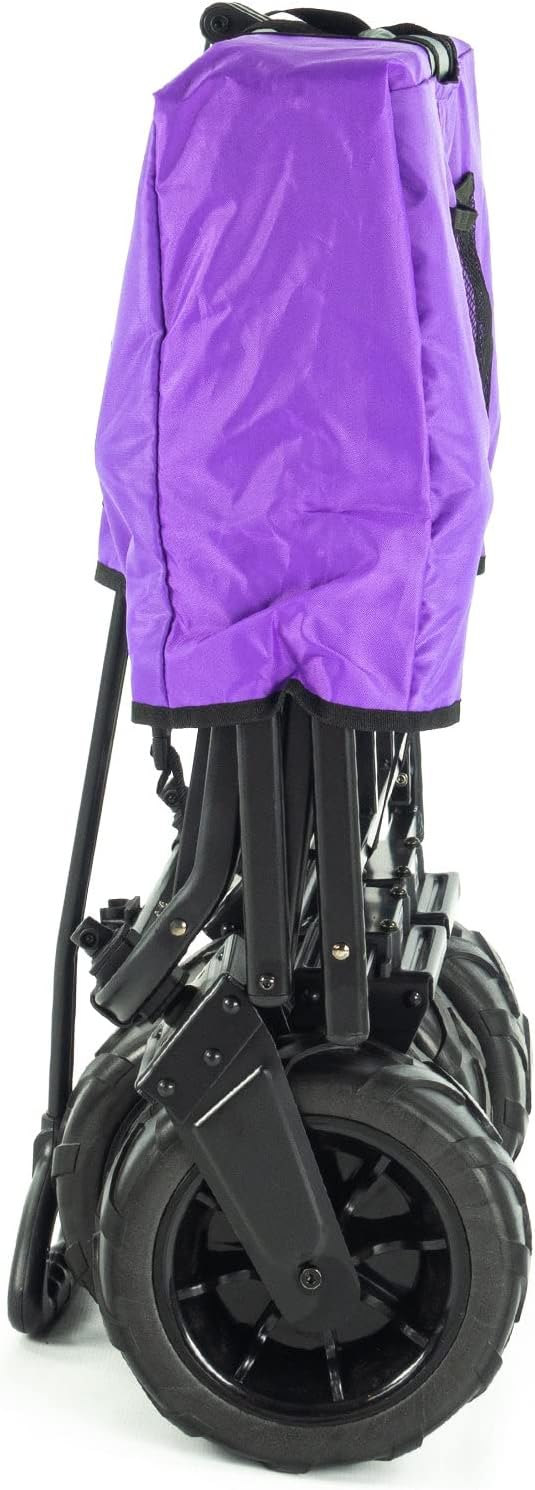 Creative Outdoor Push Pull Collapsible Stroller Wagon, 200lbs Weight Capacity, Beach Hauler XXL All-Terrain Portable Folding Cart, Giant 10" Wheels, Park, Garden & Tailgate (Gray/Purple)