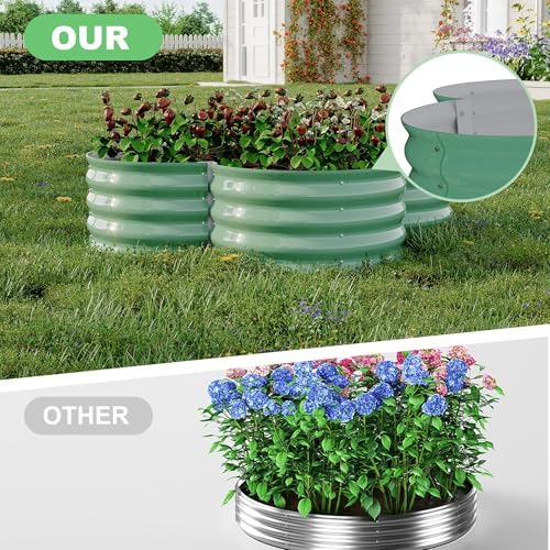 Garvee 2 Pack Galvanized Raised Garden Bed, Petal-shaped, 4x4x1ft, Green