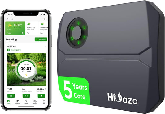 Smart Sprinklers Controller WiFi, Irrigation Controller Easy Use App Enabled, 4 Zone + 16 Plans, Save Water Auto Skip Rain, Freeze & Wind, 10 Minutes Install (Deep Grey)
