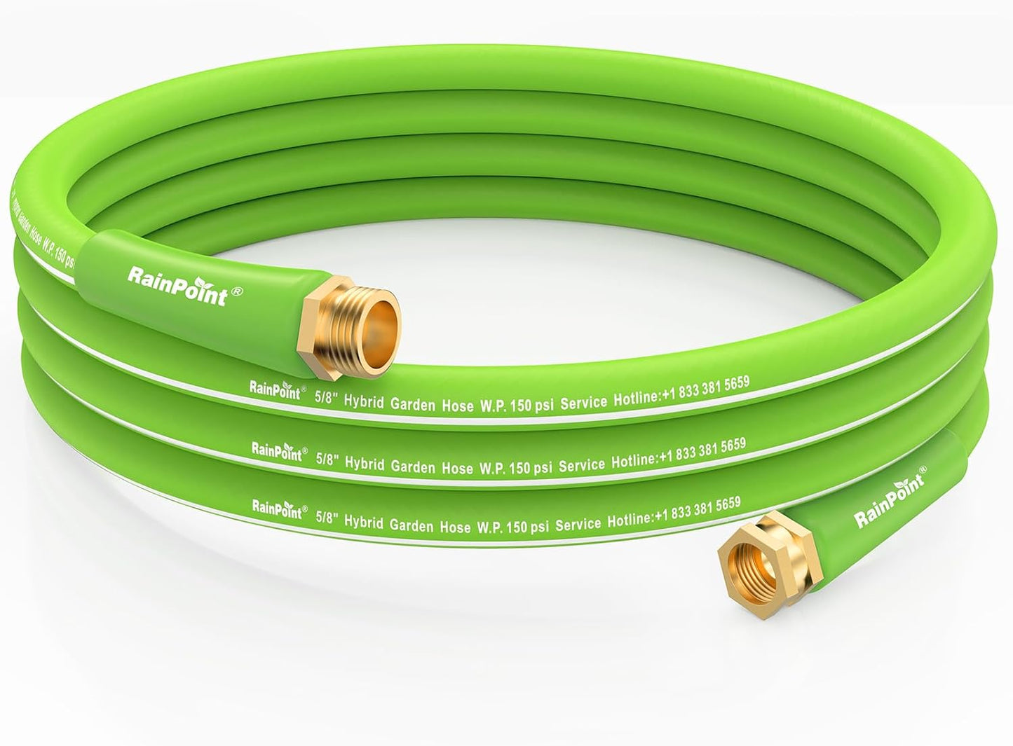 RAINPOINT Short Garden Hose 15ft - Lightweight Water Hose with Swivel Handle - Flexible, Heavy Duty, Hybrid Rubber, with Male to Female Fittings