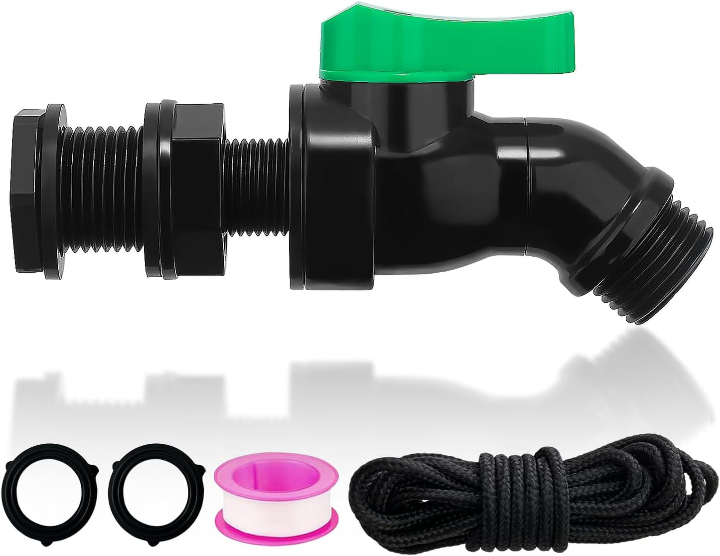Plastics Rain Barrel Spigot Kit High Flow Valve Core Water Tank Faucet+PVC Bulkhead Fitting 1/2" NPT to 3/4" GHT Rain Barrel Spigot for Plastic Bucket Rainwater Drum Container Downspout Collector in