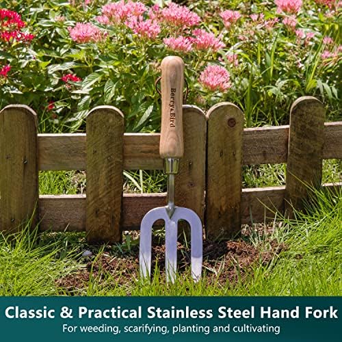Berry&Bird Garden Tool Set- 3PCS Stainless Steel Gardening Tool Sets with Wooden Handle Trowel Weeding Fork & Digging Shovel Hand Tool Kit for Planting, Ideal Gardening Gift for Women & Men