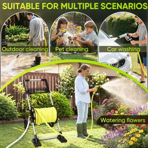 Garden Hose Reel Cart, Outdoor Hose Reel Cart with Wheels
