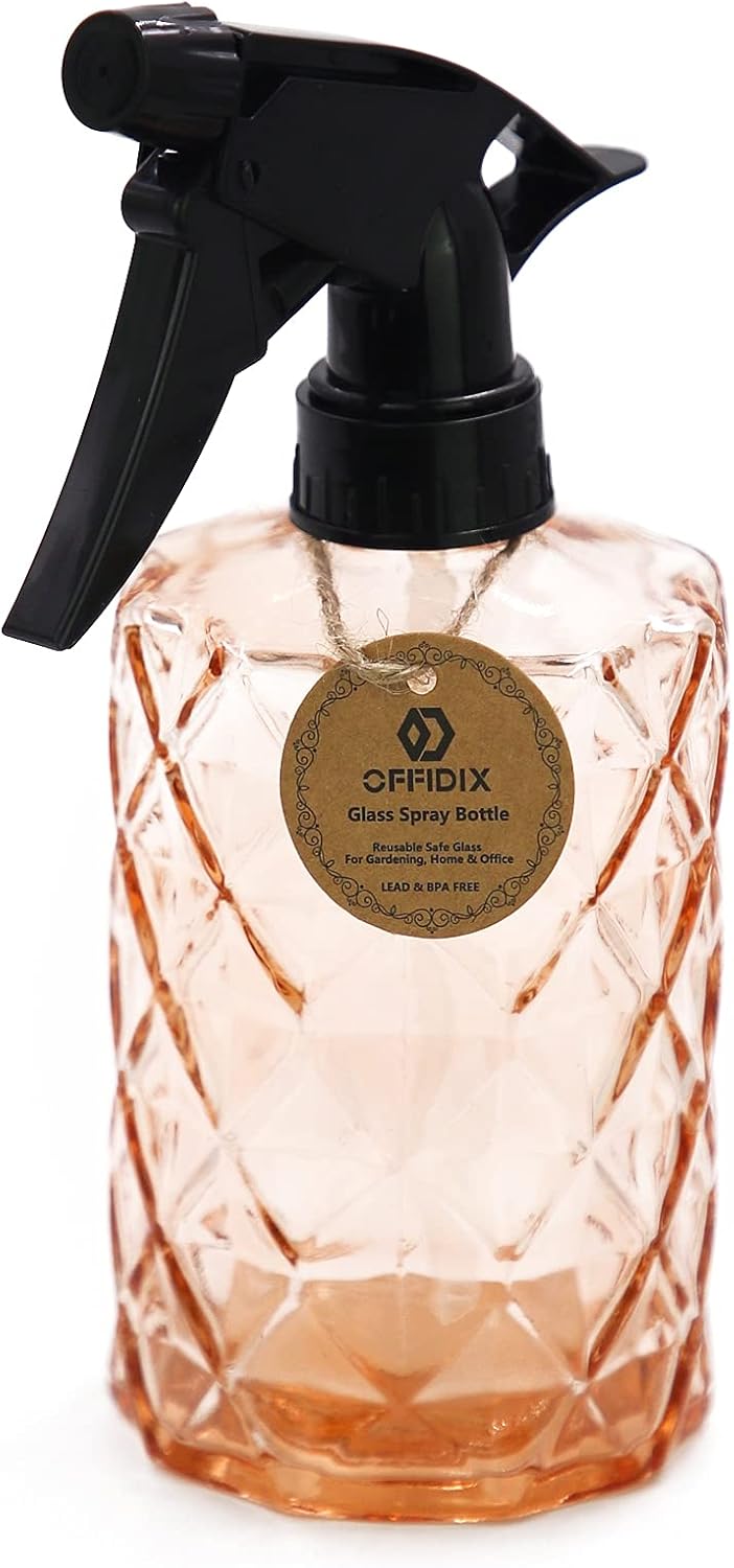 OFFIDIX Glass Spray Bottle, Fine Mist Plant Mister, Handheld Pressure Watering Can, Adjustable Nozzle Glass Spray Bottle, 0.35L/11.8oz Handheld Spray Bottles for Garden Plants Cleaning Solutions