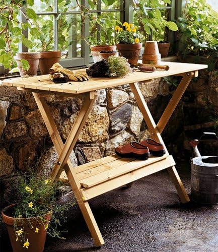 Fir Wood Potting Bench and Console Table,White