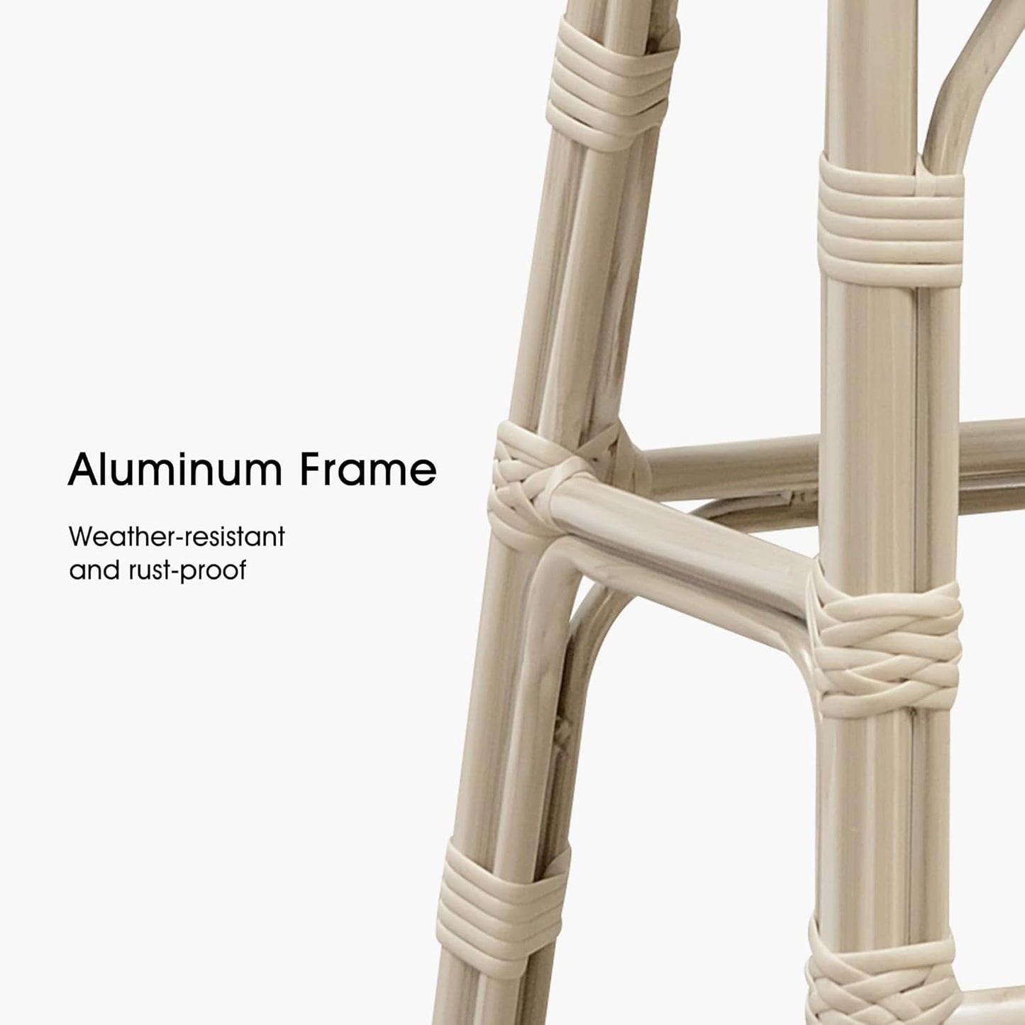 PURPLE LEAF French Counter Height Bar Stool Set of 4 25" White Print Finish Patio Chairs with Back Rattan Bar Chairs French Bistro Set for Kitchen Outdoor Counter Stool Colorful