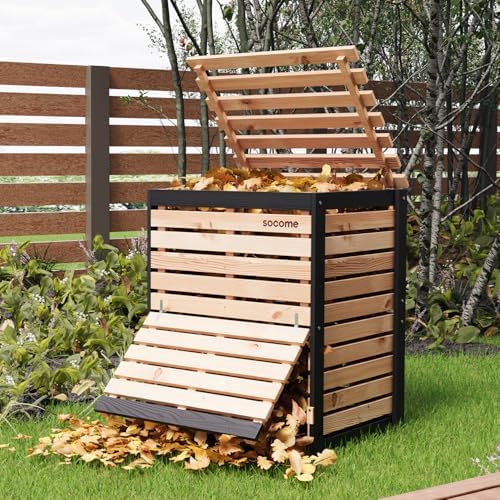 95 Gallon Canada Cedar Wood Compost Bin, Outdoor Composter, Natural