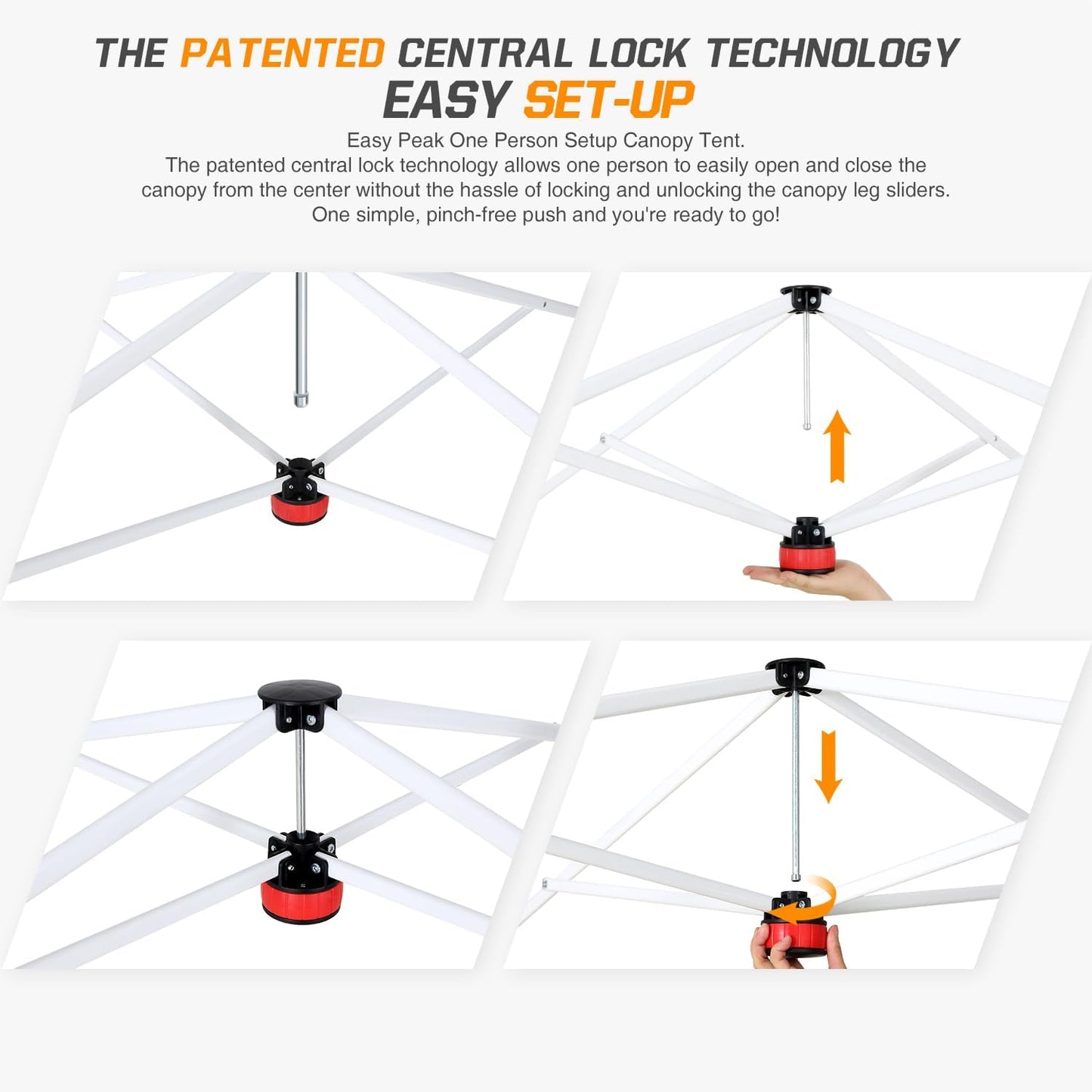 EAGLE PEAK Pop Up Canopy Tent with Wheeled Carry Bag, 8 Stakes, 4 Ropes, 4 Weight Bags, Easy Set Up Tent Canopy, 10x10 ft, 100sqft of Shade,Brown