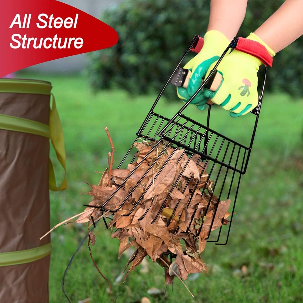 Colwelt Steel Leaf Scoops and Claws, Rugged Leaf Scoop for Lawn and Garden Cleanup, Large Sized Leaf Grabber for Larger Pickup Capabilities(Steel, not Plastic)