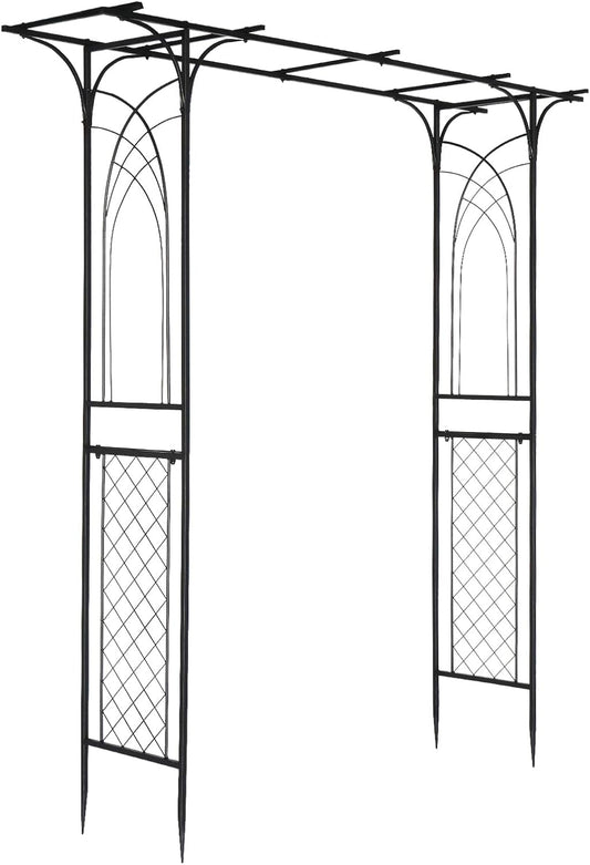 VINGLI Garden Arbor, Arch for Wedding Ceremony Party, Christmas Garden Decor Steel Garden Trellis for Plant Climbing, Pergola for Garden, Backyard, Lawn (Flat Top)