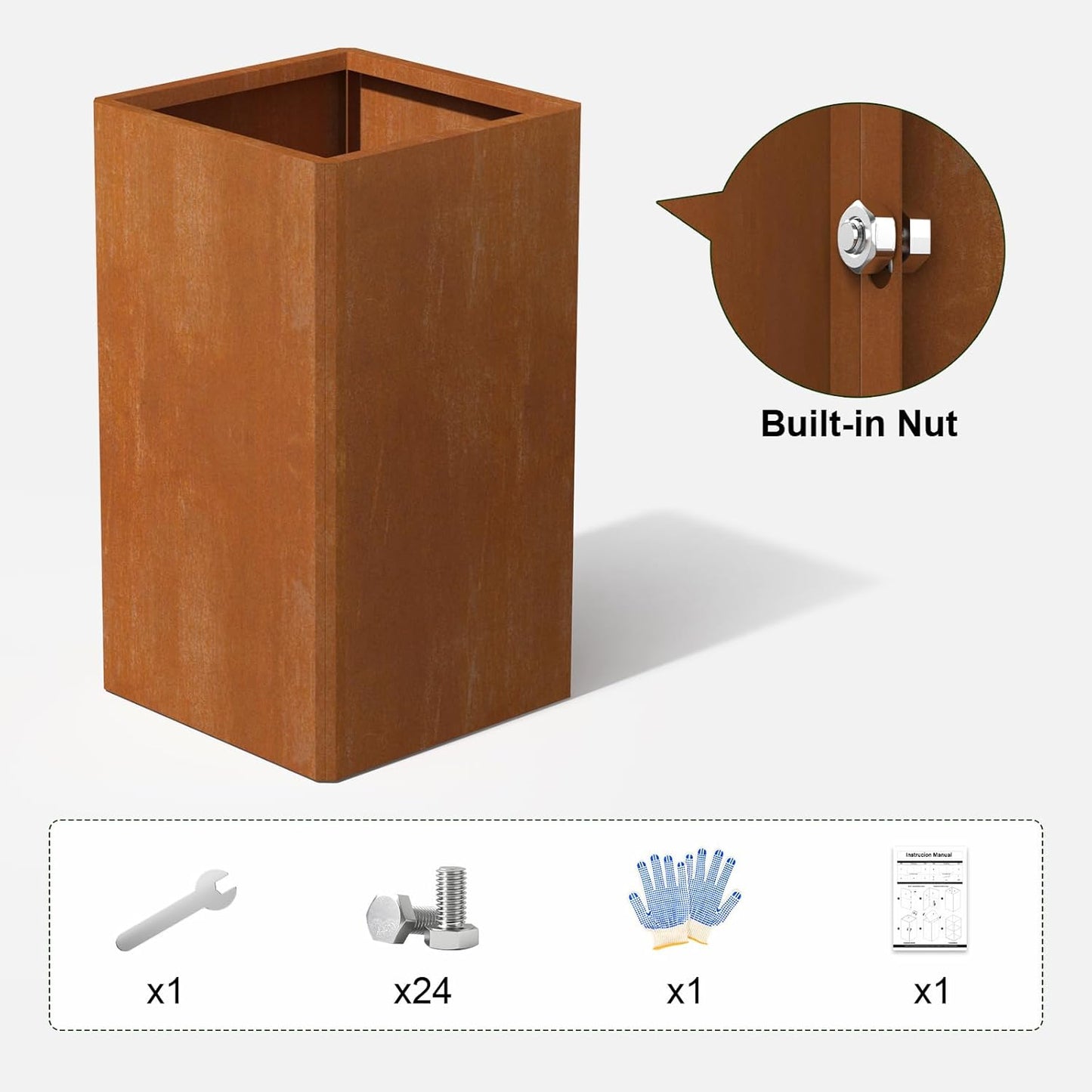 26 Inch Flower Pots - Tall Planter for Indoor or Outdoor Patio/Porch, All-Weather with Removable Insert Shelf | Modern Design for Plants, Flowers, Garden