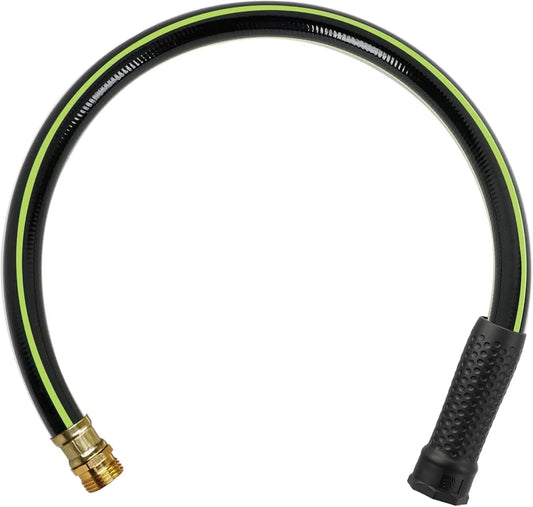 Worth Leader Short Garden Hose 3/4 in. x 2 ft. -No Kink, Flexible, Leakproof, Male to Female Fittings -Heavy Duty Durable PVC Lightweight Water Pipe with Brass Aluminum Ends for Household & Commercial