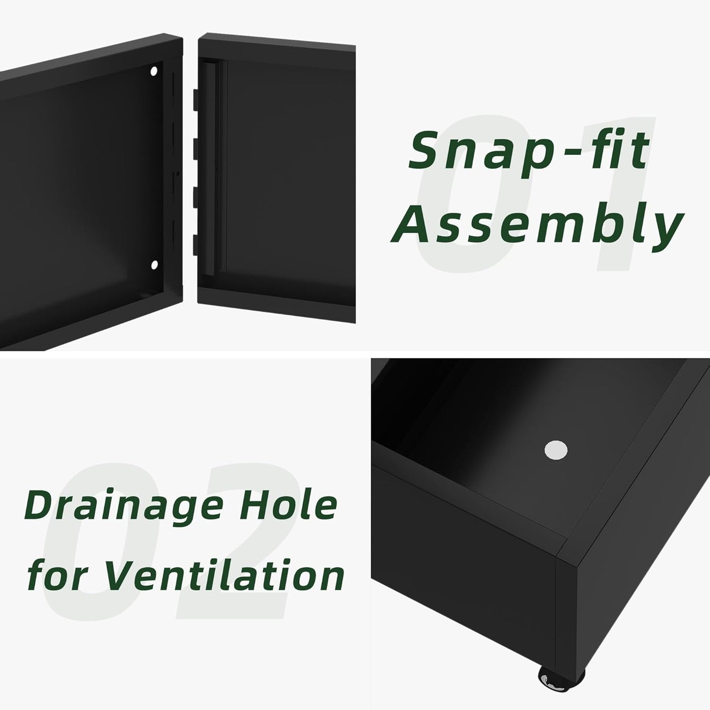 Casaphoria Metal Raised Garden Bed with Trellis and Wheels, 72"x47" Planter Box for Climbing Plants, Vines & Vegetables, Features Drainage Holes, Helen &Spring