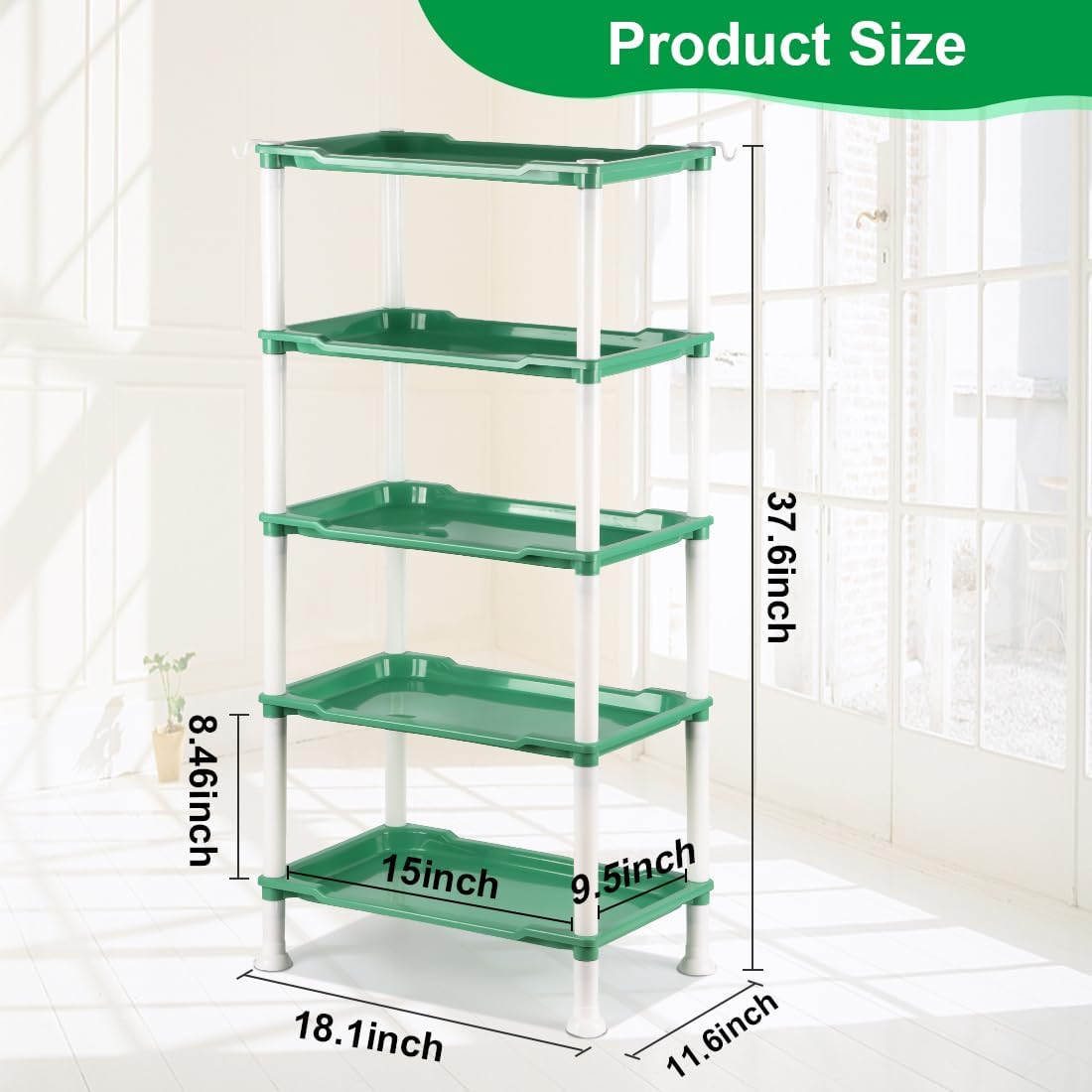 5-Tier Seed Stand with 5 Trays, Seed Starting Rack Propagation Rack Kit for Stackable Seedling Tray Seedling Staging Table for Indoor Outdoor Growing(Blue)