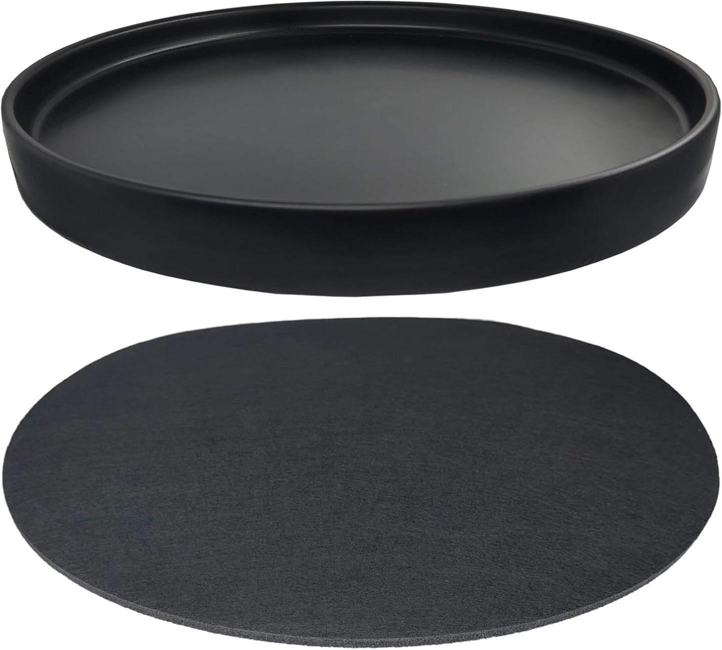 Ceramic Plant Saucer Pot Tray 12 Inch, Planter Saucers 4 5 6 7 8 9 10 11 12 Inch for Indoors Outdoor, Durable Sturdy Flower Drainage Tray for Glazed Pots Base (12.5 Inch-Black)