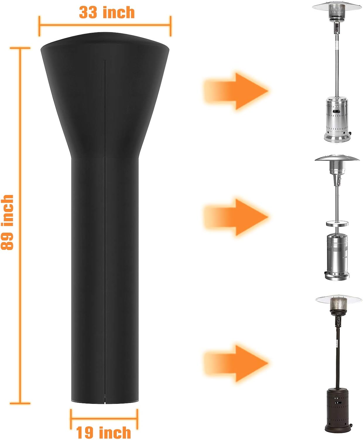 2 Pack Skizem Outdoor Patio Heater Covers with Zipper,Upgraded 420D Oxford Fabric with PU Coating Material,100% Waterproof Windproof Anti-UV Snow-Poof,36 Months of Use 89'' H x 33" D x 19" B