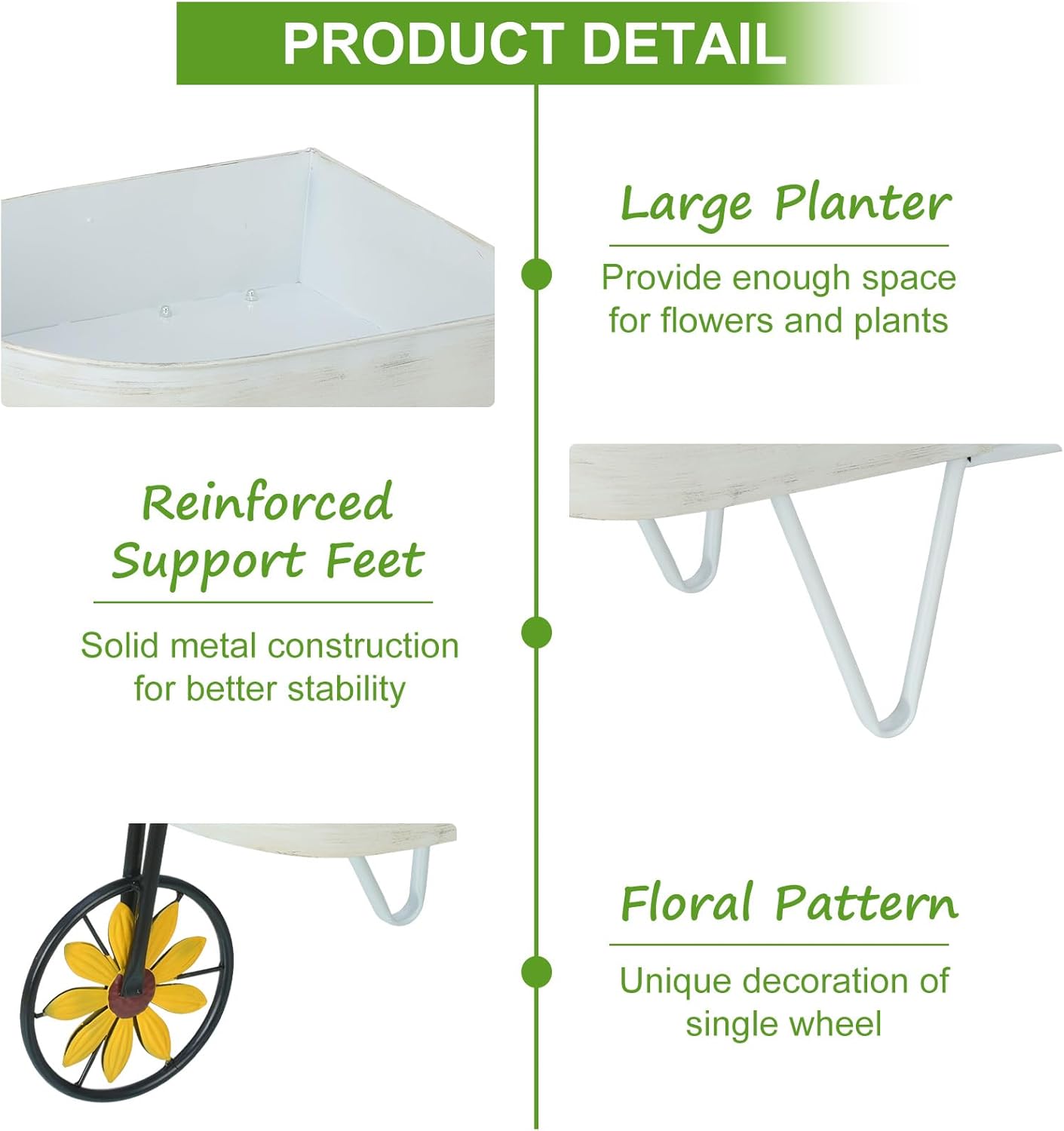 BAYN Metal Wheelbarrow Flower Cart Planter, 2 Packs Plant Stands with Triangular Support Handles Non-Rolling Wheel Vintage Wagon Planter Pots for Home Patio Garden Backyard Rustic Outdoor Decor