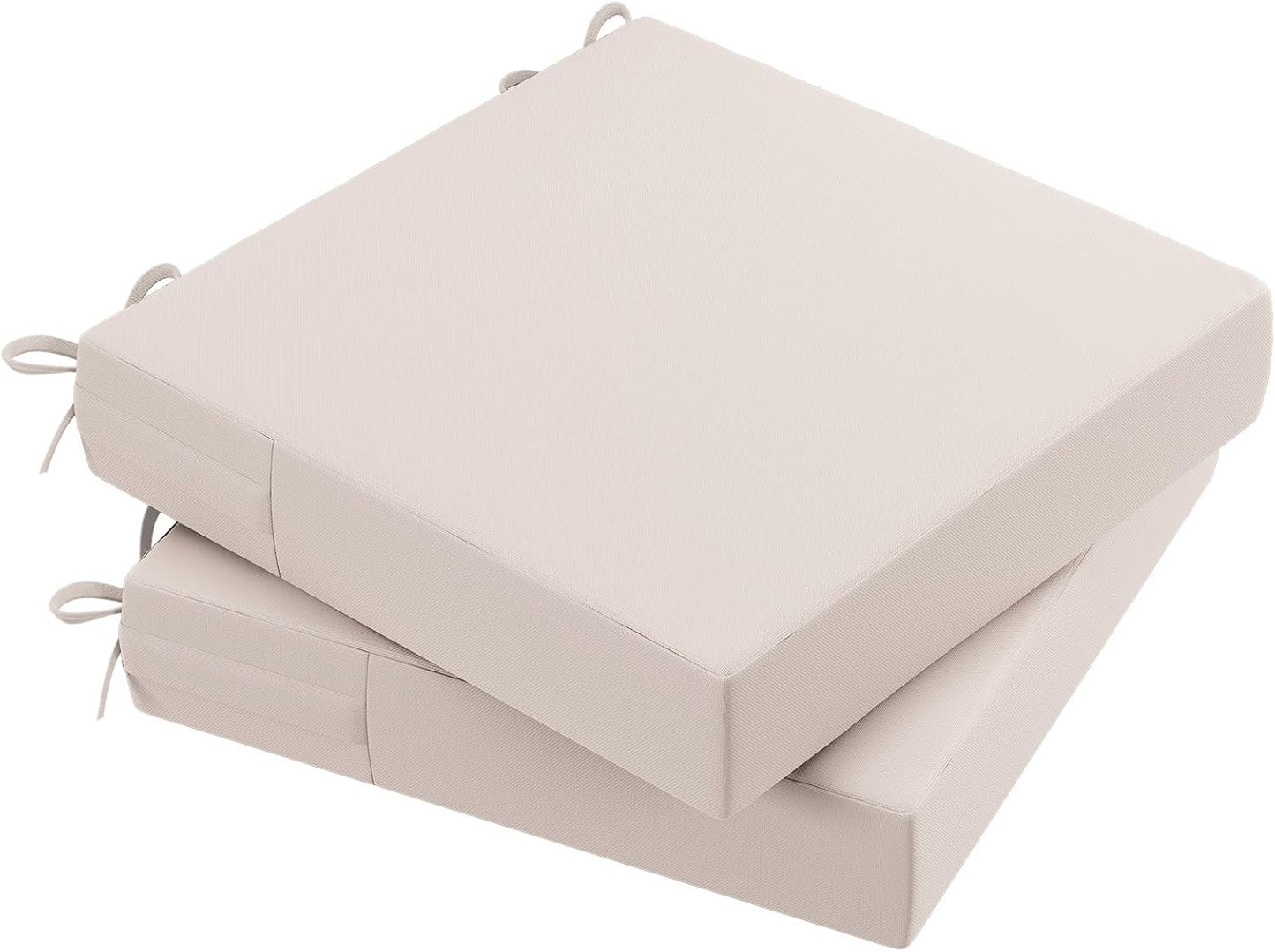 AAAAAcessories Outdoor Seat Cushions for Chairs, Waterproof, Fade-Resistant Patio Furniture Replacement Cushions, 19" x 19" x 3", Set of 2, Khaki Beige
