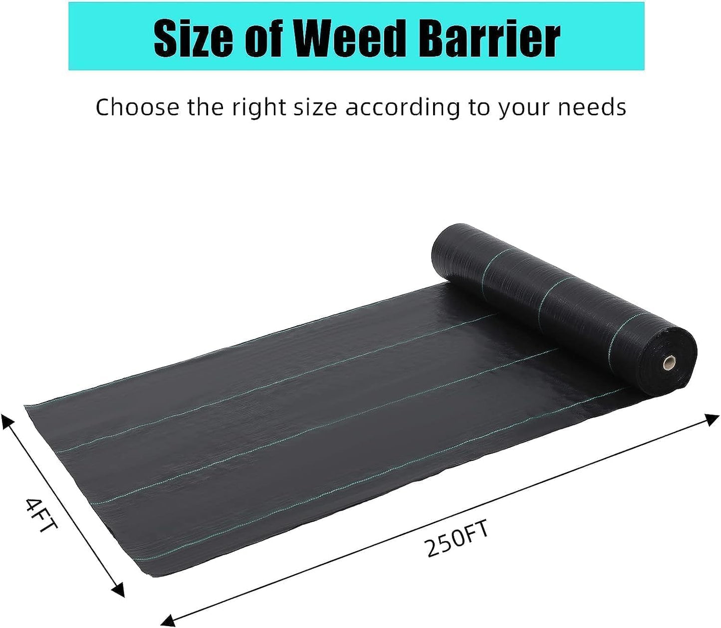 4 Ft x 250 Ft Heavy Duty Weed Barrier Landscape Fabric, 5Oz Professional Grade Weed Barrier Fabric for Gardening, Erosion Control & Construction, Durable Polypropylene Ground Cover
