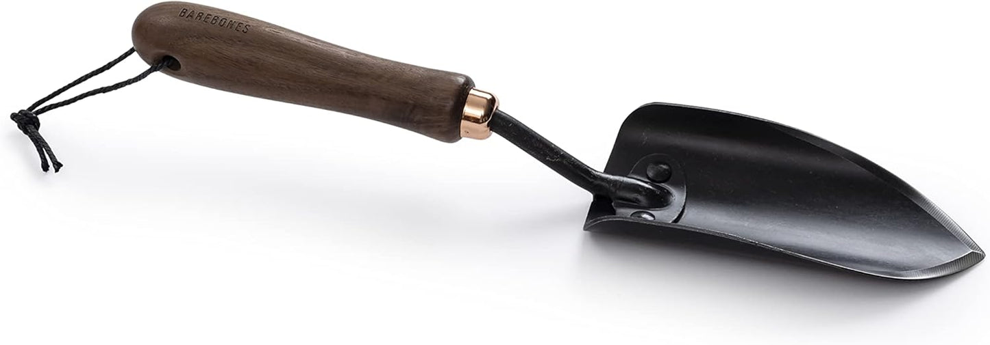 Barebones Spade Hand Trowel - Gardening Hand Tools - Stainless Steel Spade Shovel - Premium Quality Garden Spade - Japanese Garden Tool - Multipurpose Tool (Black/Walnut)