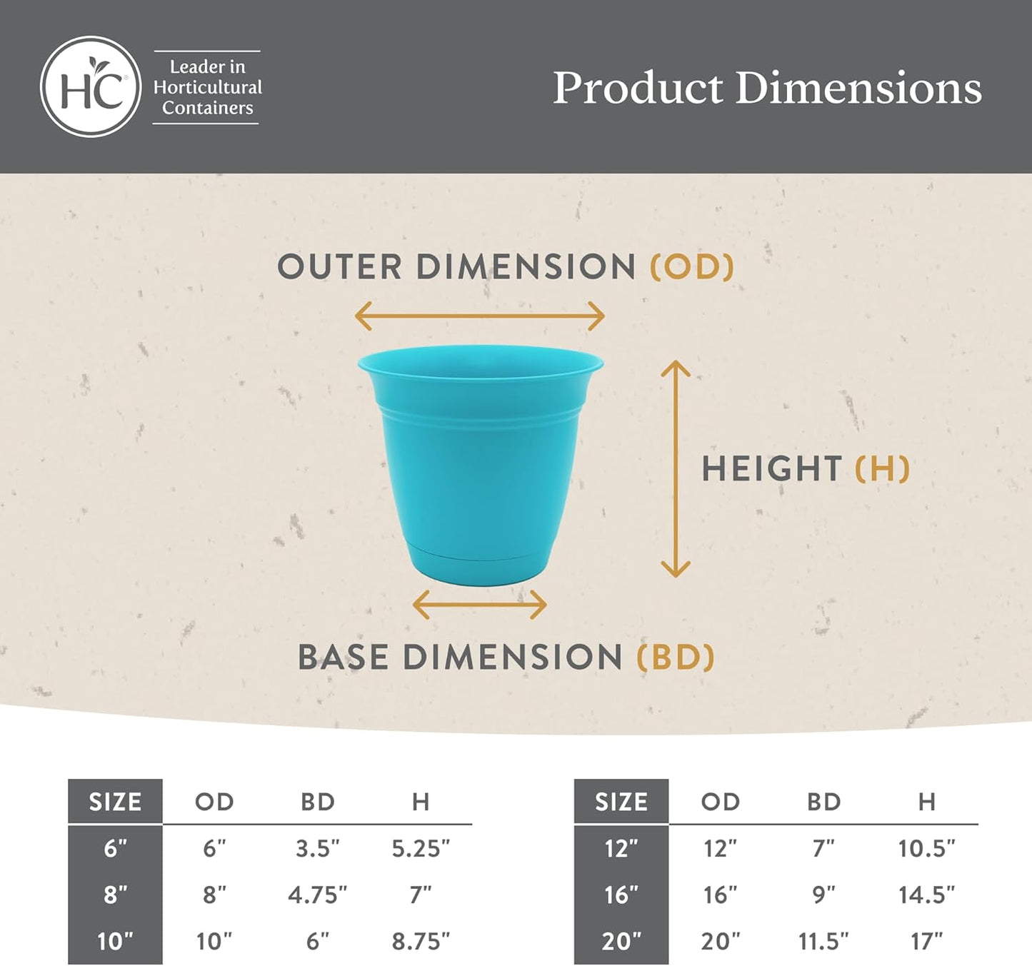 The HC Companies Eclipse Round Planter with Saucer - Outdoor & Indoor Plant Pot with Drainage Holes - Lightweight, UV-Resistant Plastic Pots for Plants, Flowers & Herbs (10" Slate Blue, Pack of 1)