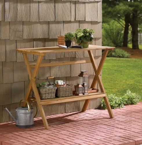 Fir Wood Potting Bench and Console Table,White