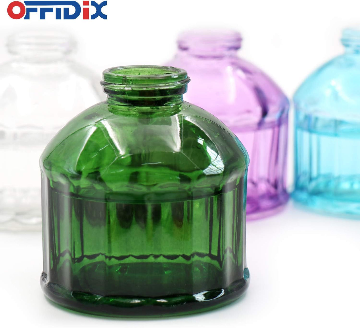 OFFIDIX Glass Plant Mister, 6.3 Inches Tall Vintage Style Spritzer Bronze Plastic Top Pump One Hand Watering Can Indoor Plant Spray Bottle for Garden, Plants, Cleaning (Dark Green)