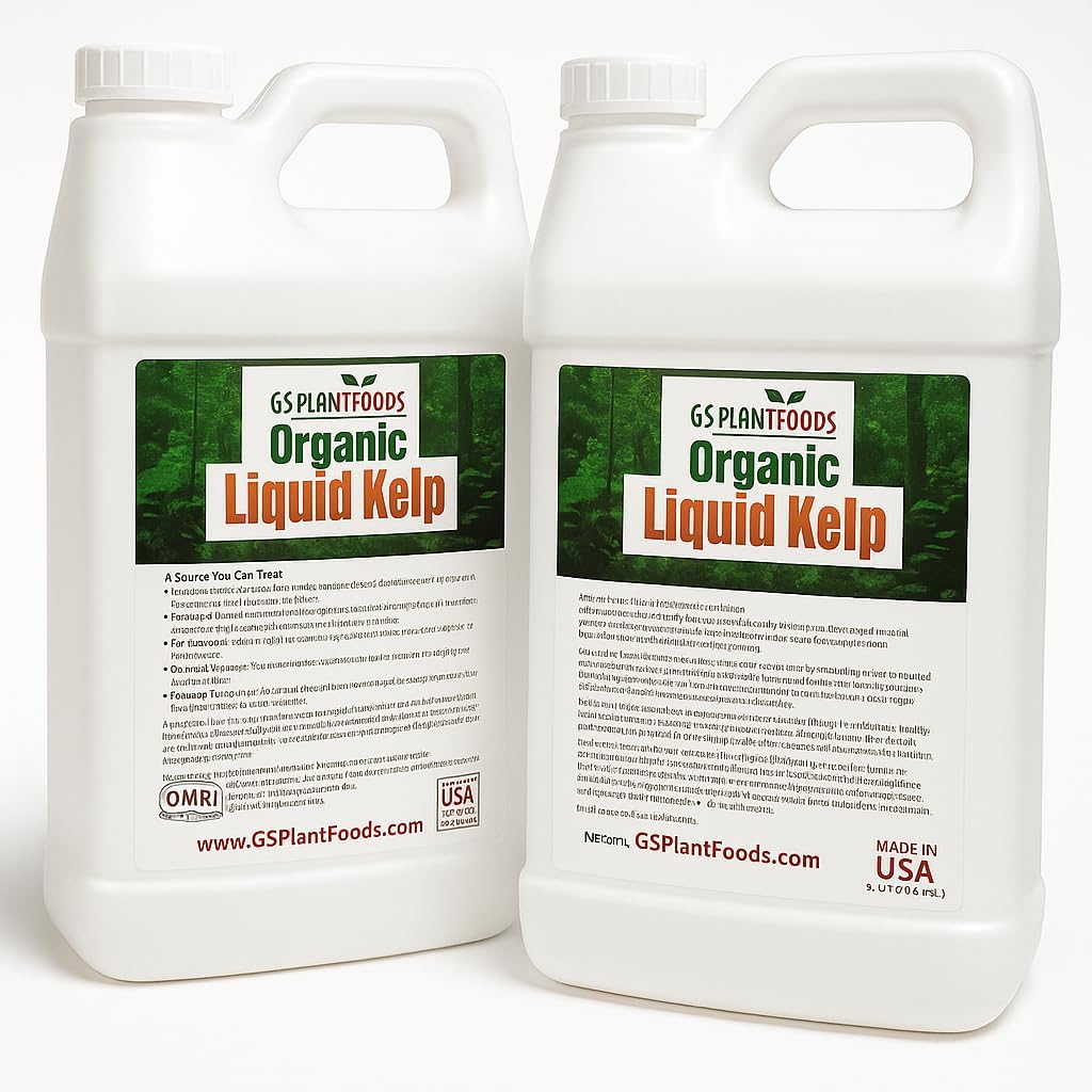 GS Plant Foods Liquid Kelp Fertilizer – Suitable for Organic Growing, OMRI Listed Seaweed Concentrate for Lawns, Gardens & Soil - 5 Gallons