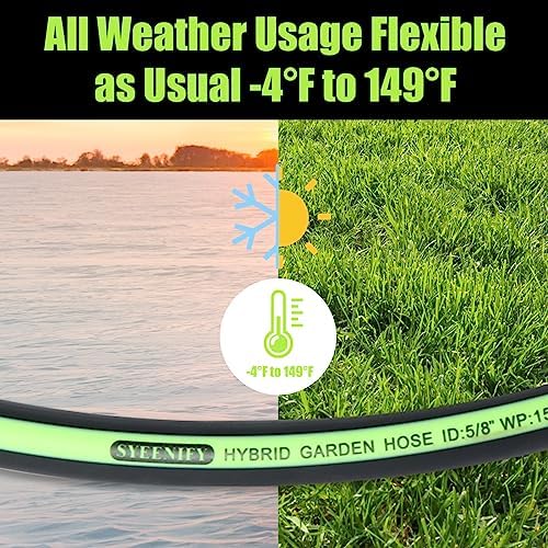 Kink Free Garden Hose 25ft 5/8", Heavy Duty Hybrid Water Hose, Ultra Durable Flexible Rubber Hose with Sprayer Nozzle,Leakproof Yard Outdoor Hose with Brass Solid Connector