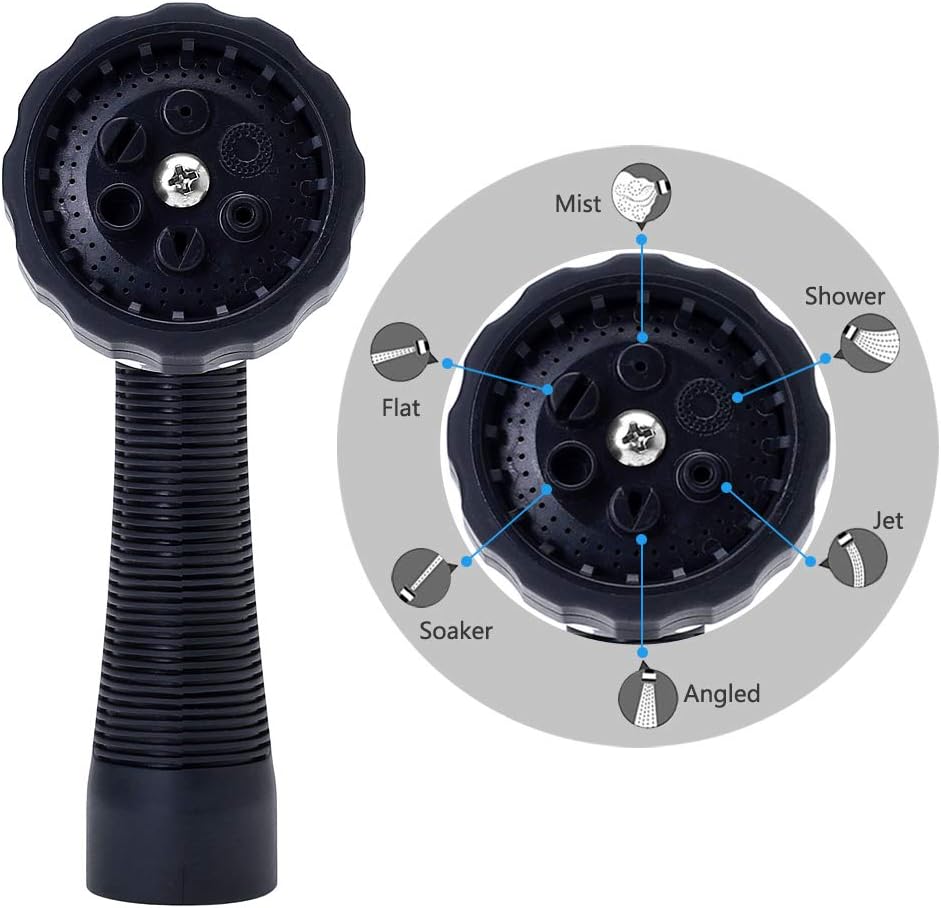 GREEN MOUNT Water Hose Nozzle Spray Nozzle, Metal Garden Hose Nozzle with Adjustable Spray Patterns, Perfect for Watering Plants, Washing Cars and Showering Pets