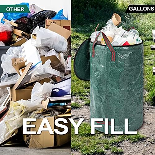 4 Pack 32 Gallons Reusable Yard Waste Bags with Lid Lawn Leaf Bags