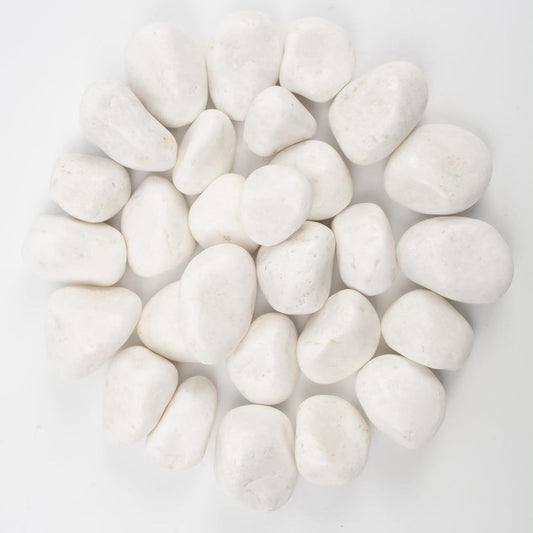 20 lbs White Polished Decorative Stones, 2-3 Inch Polished Rocks, Ideal for Garden Landscaping, Potted Plants, Pathways, Vase Fillers, and Aquarium Decoration(Pure White, Weight: 20 LB)