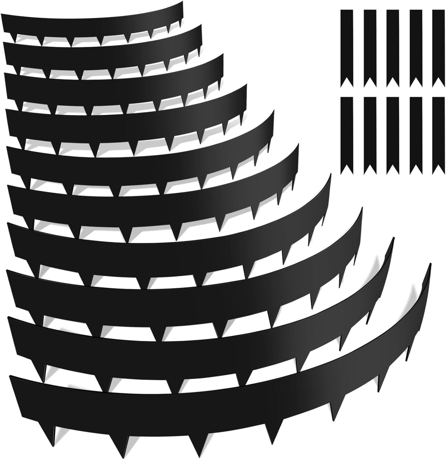 40" L X 7.5H Steel Landscape Edging, Heavy Duty Galvanized Steel Garden Edging,10 Pack Garden Edging Border for Lawn, Flower Bed, Yard (Black