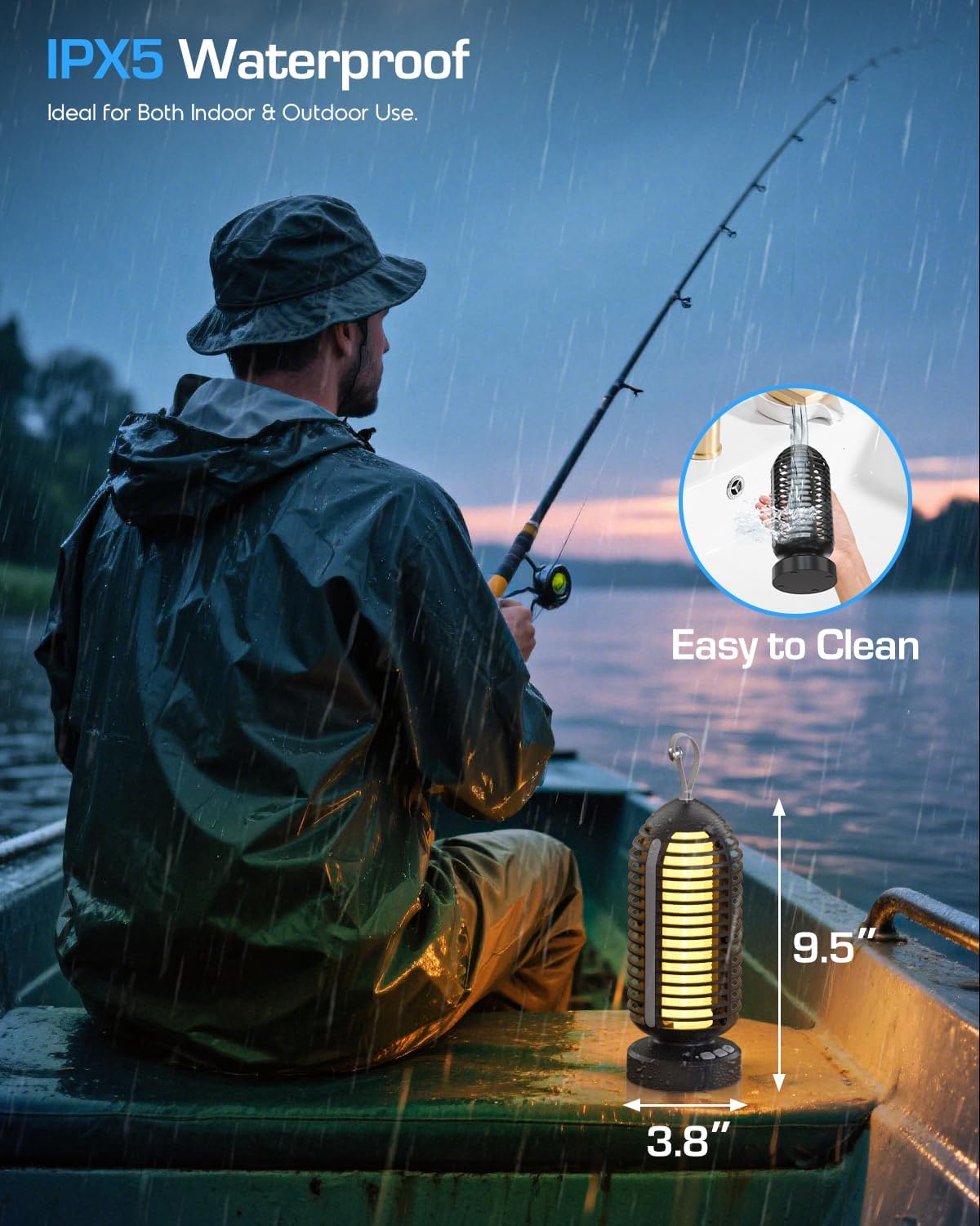 Bug Zapper Outdoor with Marquee Light, Cordless Mosquito Zapper, 4000mAh Rechargeable Electric Bug Zapper Indoor, Auto On/Off Waterproof Mosquito Trap Fly Zapper for Patio Backyard Kitchen Camping