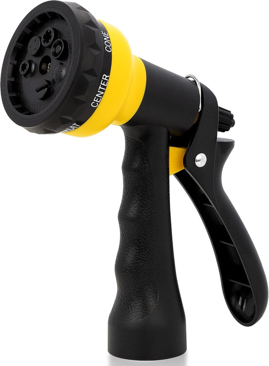 NEXCOVER Garden Hose Nozzle Sprayer - 7 Adjustable Watering Patterns Nozzle for Water Hose, Non-Slip Garden Spray Nozzle for Car Washing, Watering Plants, Pets Showering, Lawns Cleaning, Yellow