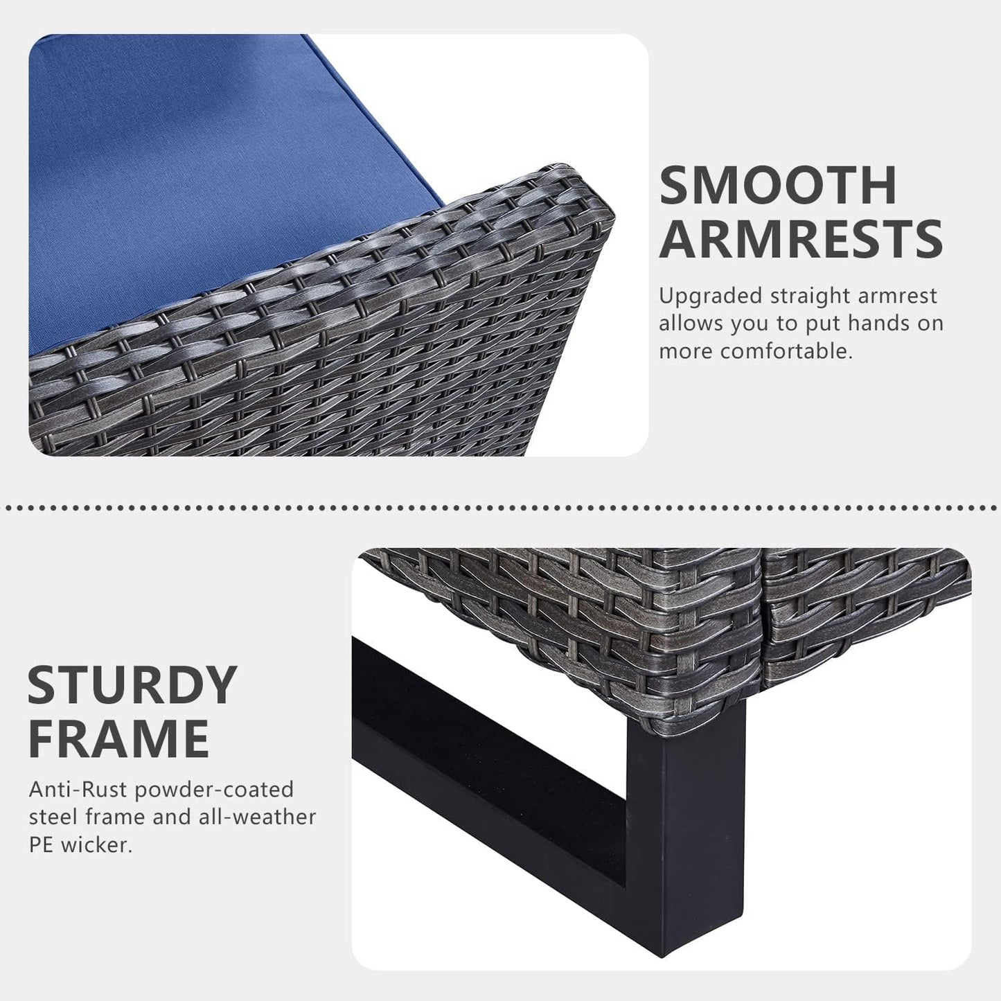 HUMMUH 5 Piece Outdoor Furniture Set with Fire Pit Table 41in 55,000 BTU,Wicker Outdoor Conversation Sets -Patio Chairs Set of 2 Patio Sofa for Porch,Garden,Backyard