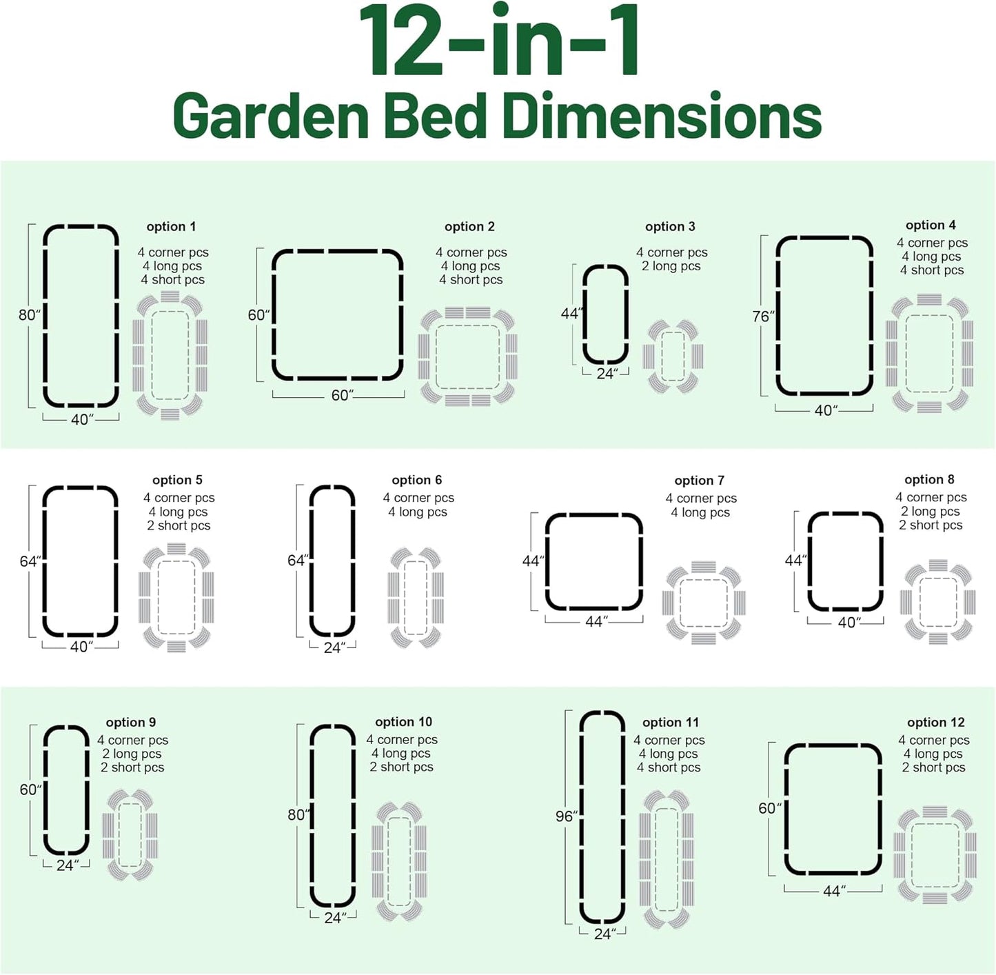 OLLE Galvanized Raised Garden Beds, 12-in-1 Metal Outdoor Plant Boxes for Vegetables, Cobalt Blue 17" Tall