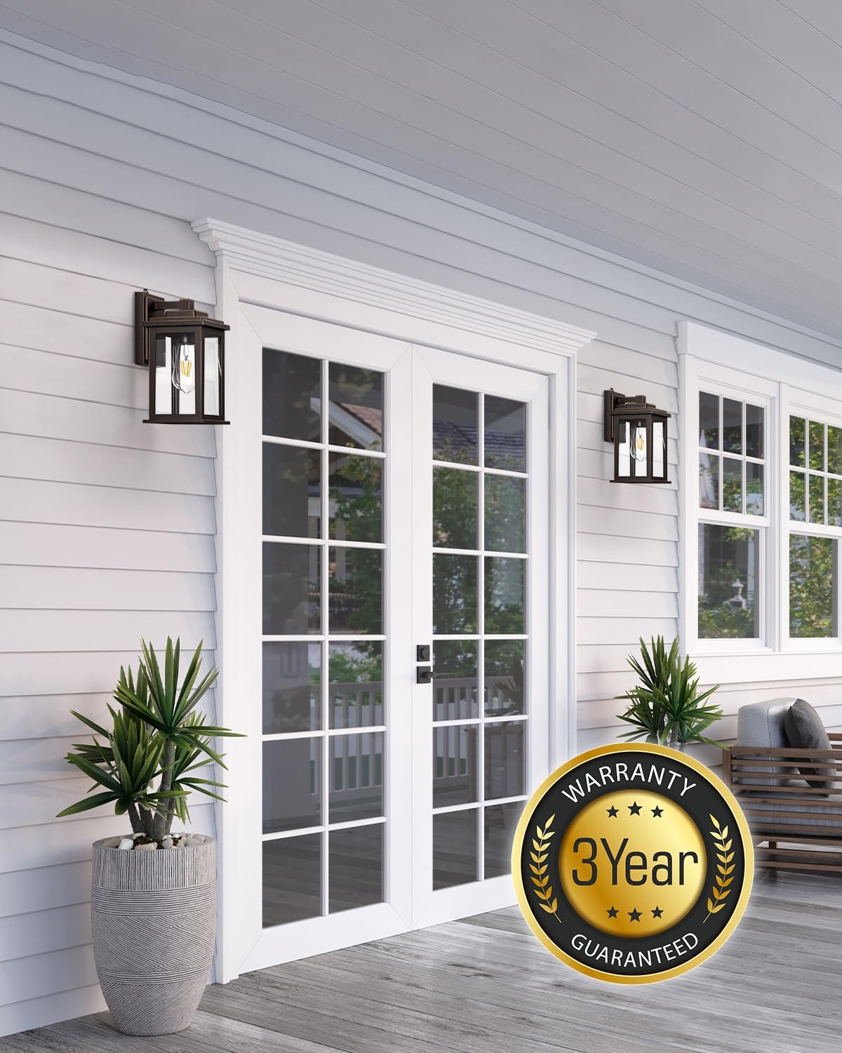 VIANIS Oil Rubbed Bronze Dusk to Dawn Outdoor Lights, Anti-Rust Aluminum Outside Lights for House, Modern Waterproof Hardwired Outdoor Wall Sconce for Porch, Garage, Front Door, Easy-to-Install