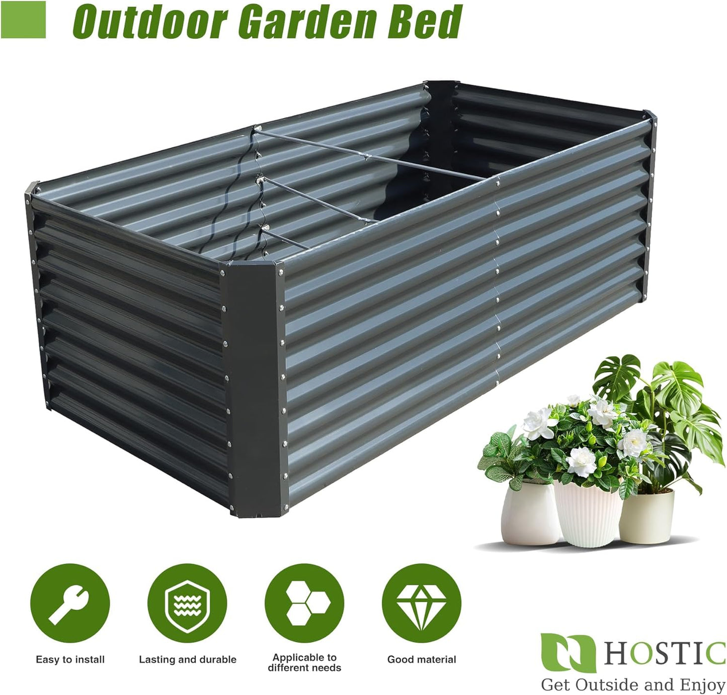 6x3x2FT Galvanized Planter Raised Garden Boxes Outdoor Large Metal Gardens Beds for Vegetables Flowers Herbs Succulents 269 Gallon Capacity